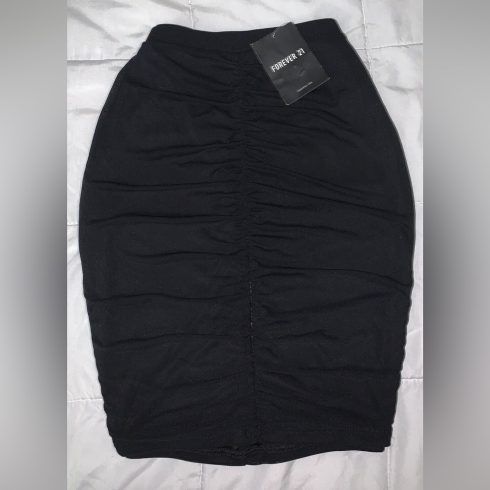Ruched mesh bodycon skirt